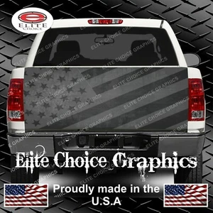 American Flag Grunge Grey Truck Tailgate Wrap Vinyl Graphic Decal - Picture 1 of 1