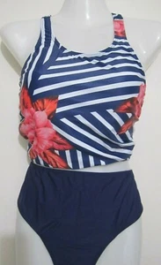 Women Tankini Swimsuit High Neck Halter Tummy Control 2 Piece Bathing suit SZ L - Picture 1 of 4