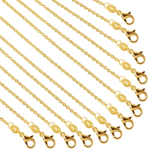 50 Pack Silver Plated Necklace Chains Bulk, Cable Chain Pack for Jewelry Making - Picture 1 of 12