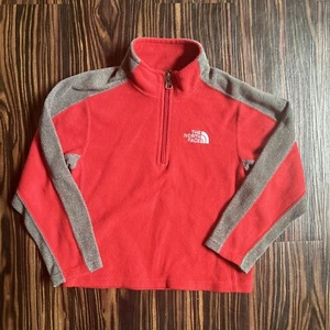 The North Face Sweater XXS Youth 5 Red Gray Pullover 1/4 Zip Fleece Boys - Picture 1 of 4
