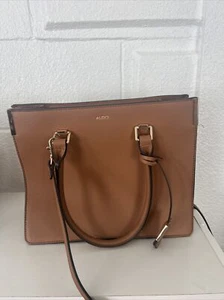 Aldo Rhani brown purse handbag crossbody/ handle gold accents - Picture 1 of 4