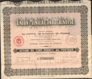 Union Minière Indochinoise (INDOCHINE) (N) - Picture 1 of 1