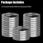 25PCS 39mm Coin Storage Box Holder Case Clear Round Plastic Capsule Container ^