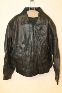 MENS JACK EDWARDS VINTAGE BLACK LEATHER FLIGHT/PILOT JACKET SZ M - Picture 1 of 6