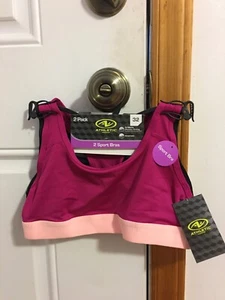 NWT GIRL'S SIZE MEDIUM ATHLETIC WORKS 2 PACK RACERBACK SPORT BRAS BAND SIZE 32 - Picture 1 of 7