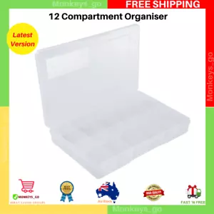 Plastic 12 Compartment Storage Box Container Jewellery Bead Craft Organiser Case - Picture 1 of 5