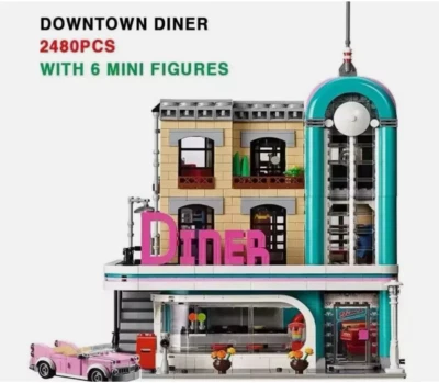 Downtown Diner Corner City Resturant Modular Building Brick Set MOC 2480 pieces - Image 1 of 4