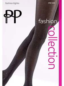 Pretty Polly Shimmer Opaque Tights Ladies Black Everyday Sparkly Fashion Hosiery - Picture 1 of 5