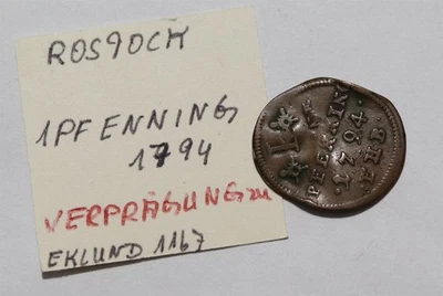 🧭 🇩🇪 GERMANY ERROR COIN ROSTOCK DOUBLE PUNCH B88 #K1230 - Image 1 of 3