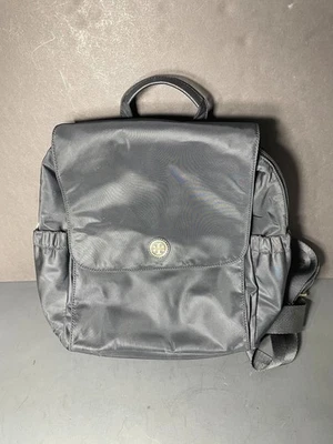 Bolso de bebé de pañales Tory Burch raro negro mochila correas nailon dorado Foto 1 de 3