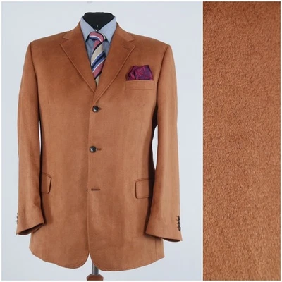 Mens Soft Flannel Sport Coat 44R US Size FERKINGHOFF Brown Tan Blazer Jacket - Image 1 of 4