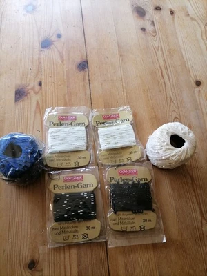 ***6x Beilauf Garn mit Perlen+Stiftperlen*** - Bild 1 von 2