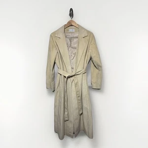 Cappotto lungo vintage Elizabeth Arden giacca trench scamosciato beige minimalista tg 14 - Foto 1 di 9