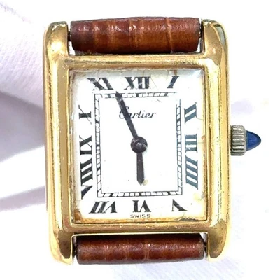 Cartier Tank Louis placa dourada preenchida com pulseira de couro - Imagem 1 de 4