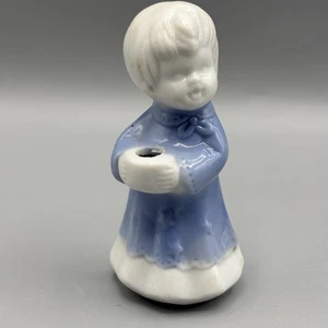 VTG Berman & Anderson Porcelain Blue & White Angel Candle Holder 4” - Picture 1 of 5