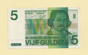 NETHERLAND NEDERLAND HOLLANDE 5 VIJF GULDEN 28 MAART 1973 P-95 VF++ KINGDOM - Picture 1 of 2