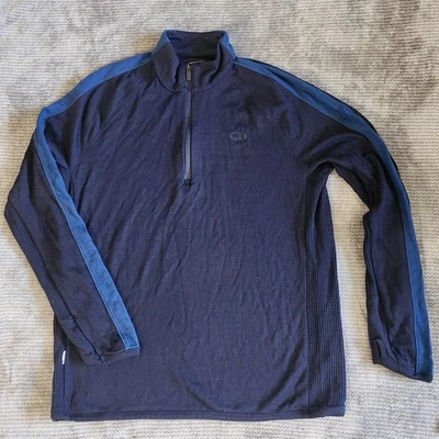 Icebreaker Merino Men Wool Original Long Sleeve Half Zip Pullover XL Navy Stripe - Image 1 of 4