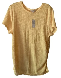 $34.99 LOFT Yellow Pullover Top With Gathering On Side Sz XL Crew Neck - Picture 1 of 9