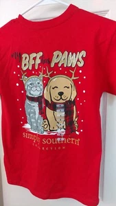 Simply Southern size Youth Small "My BFF Has Paws" Xmas graphic T pet lover - Picture 1 of 1