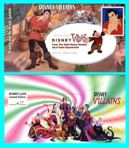 Disney Villains Beauty and the Beast, Gaston First Day Cover with Color Cancel - Picture 1 of 1