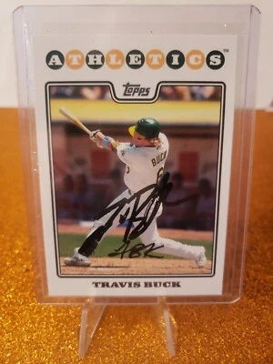 2008 Topps Oakland Athletics Baseball Card #519 Travis Buck Hand Signed Auto - Image 1 of 2