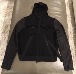 NWOT Hudson Jeans Los Angeles Mens Wrecked Leather Hoodie Jacket XL $795 - Picture 1 of 12