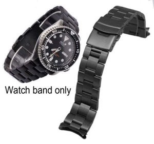 22mm Solid Curved Watch Band For Casio MDV106-1A Duro 106 Stainless Steel Black - Picture 1 of 9