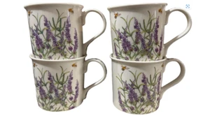 Set of 4 Lavender & Bee Coffee Mug Set by Leonardo Collection Fine China - Picture 1 of 4