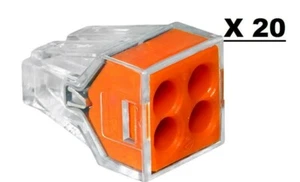 LOT OF 20 WAGO (773-104) 4-Conductor PUSH WIRE Splicing Connector Wall-Nuts *NEW - Picture 1 of 2