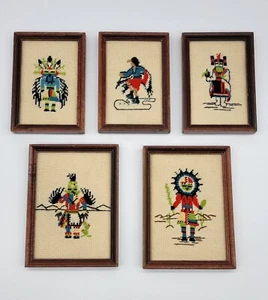 Vintage Nadelspitze Kachina Native American gerahmtes Kunstwerk Lot - Bild 1 von 11