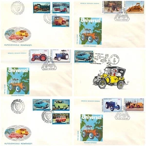 Lot of 6 FDC`s Romania all with automobiles cars trucks and tractors topical - Picture 1 of 13