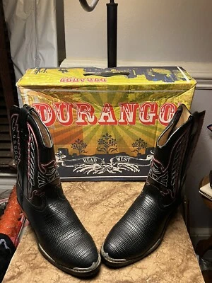 Botas de caubói Durango Youth Western tamanho 5.5D EUA - Preto - Usado com caixa - Imagem 1 de 4