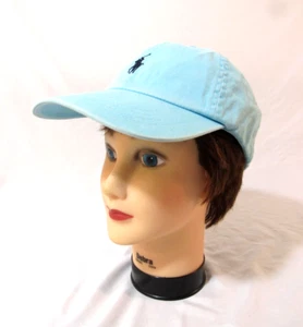 Polo Ralph Lauren Mütze Aqua Lederriemen hinten blau Pony Logo Erwachsene Kappe - Bild 1 von 9