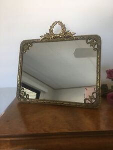 Hollywood Regency Mirror With Easel Back - 9”x7”-Gold Gild