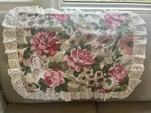 Federe cuscino vintage anni 80 corona artigianale misura std (2) rose floreali pizzo - Foto 1 di 5