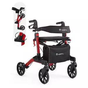 VERPAL Folding Rollator Walker Aluminum Rolling Walker 350LBS Capacity 8'' Wheel - Picture 1 of 15