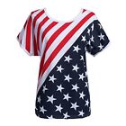 Taiduosheng Women's American Flag T Shirts 4th of July Plus Size Tee Shirt 