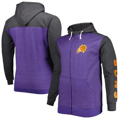 Phoenix Suns Men's NBA Full Zip Hoodie Jacket Purple/Heathered Black Size L New - Image 1 of 3