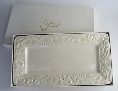 Carmel Ceramica Flower Garden Collection GREEN Serving Tray 6" x 12" NEW - Image 1 of 4