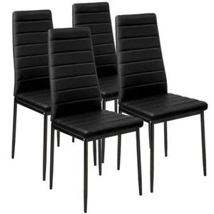 Set 4 Sedie Moderne sala Pranzo Salotto Cucina Seduta Imbottita Ecopelle Nero - Foto 1 di 6