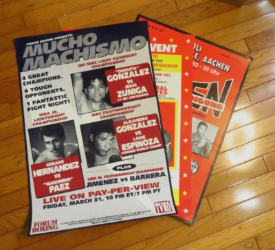 3 De colección. Carteles de boxeo originales de principios de los 90 17x24" - uno es alemán - LQQK Foto 1 de 4
