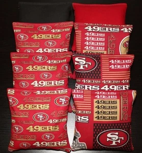 8 CORNHOLE BEANBAGS made w SAN FRANCISCO 49ERS Fabric ACA Reg Bags - Picture 1 of 1