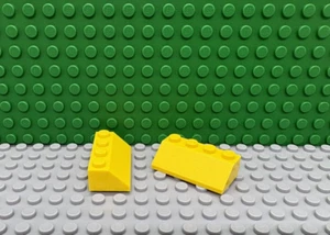 Lego 2 Amarillo 2x4 Pendientes 45 grados bloque ladrillo NUEVO - Imagen 1 de 1
