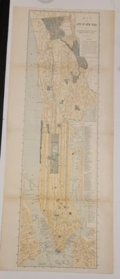 Original ~1895 antique map city of NEW YORK Manhattan Battery to Yonkers index - Image 1 of 4