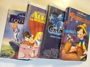 Classic VHS Children Cartoons Lot Lion King Pinocchio Casper & Alice Wonderland - Picture 1 of 10