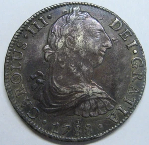 1788 MEXICO 8 REALES CARLOS III ENSAYADOR FM PATINA ESPAÑA COLONIAL PLATA - Imagen 1 de 6