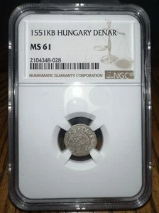 1551 KB HUNGARY DENAR SILVER NGC MS61 MINT STATE! - MADONNA & CHILD GORGEOUS! - Picture 1 of 2