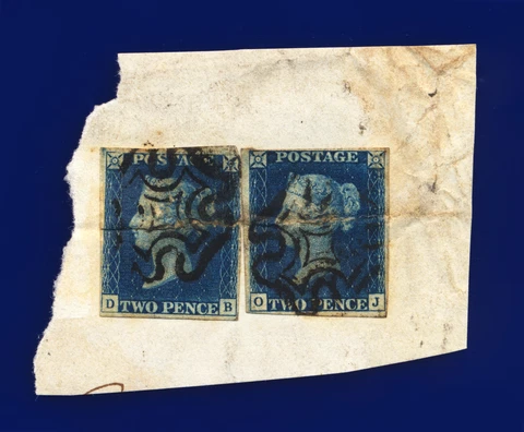 1840 SG5 2d Blue D1(2) DB OJ on piece Black MX Spacefiller Cat £1900 coxf Cover