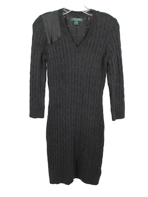 LAUREN RALPH LAUREN Sweater Dress Women Size PL Black Cashmere Blend Bodycon - Image 1 of 4