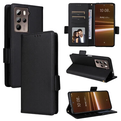 For HTC U23 Pro Luxury Classic Flip Leather Wallet 3 Card Slots Soft Case Cover - Image 1 of 4